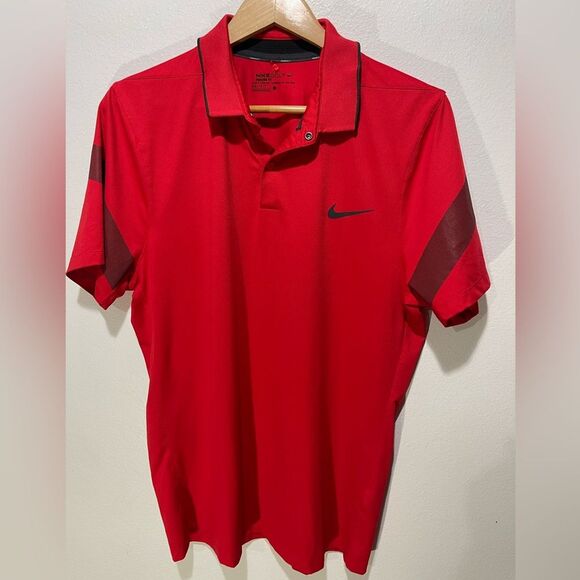nike Golf Dri fit polo Red Performance Casual Medium Thickness Mens L - Picture 1 of 5